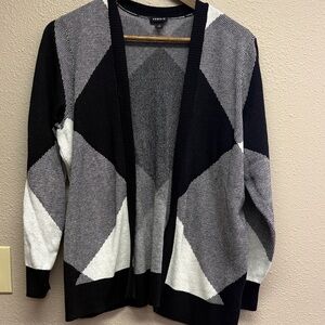 Torrid Black and White Geometric Cardigan